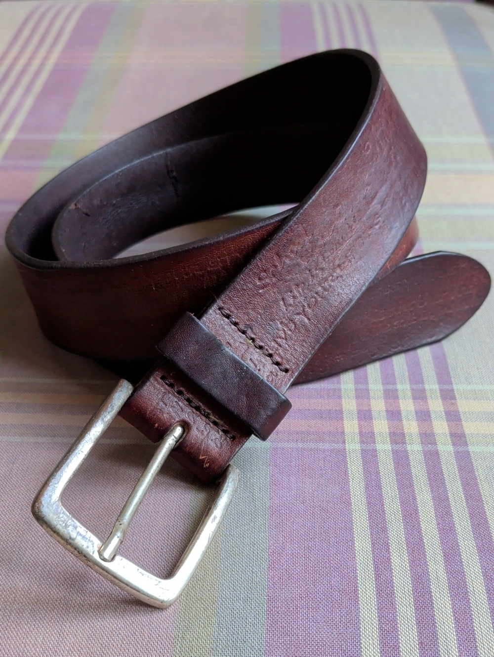 Zara Distressed Embossed Leather Belt